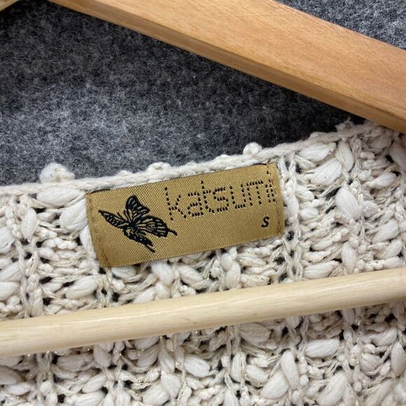 Katsumi Sweater Pullover Women S Small Beige Knit Long Sleeve Round Neck Casual - Picture 5 of 9